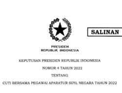 Presiden Terbitkan Keppres 4/2022 tentang Cuti Bersama ASN Tahun 2022