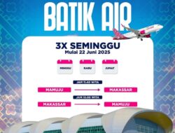 Dukung Visi SDK-JSM, Pesawat Batik Air Resmi Kembali Beroperasi di Bandara Tampa Padang Mamuju