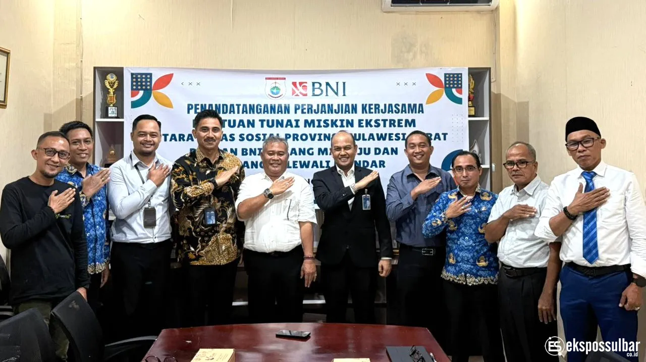 Dinsos Sulbar dan BNI Tandatangani Perjanjian Kerja Sama Penyaluran Bantuan Tunai bagi Masyarakat Miskin Ekstrem