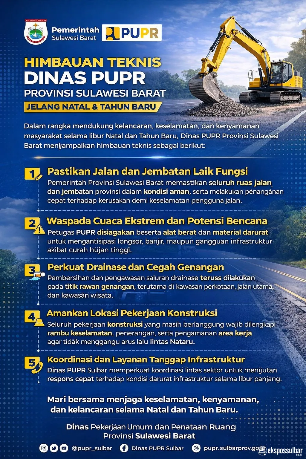 Kadis PUPR Sulbar Keluarkan Imbauan Teknis Infrastruktur Jelang Natal dan Tahun Baru