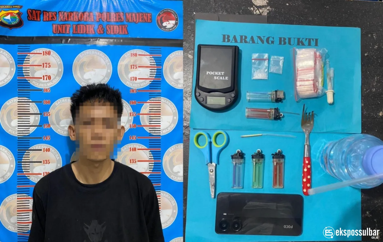 Sembunyikan Sabu di Kotak Sepatu, Pemuda di Pamboang Diringkus Sat Resnarkoba Polres Majene