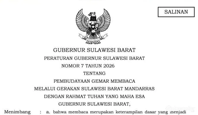 Gubernur SDK Terbitkan Pergub Gerakan Sulbar Mandarras, Perkuat Budaya Literasi sebagai Bagian dari Implementasi Panca Daya