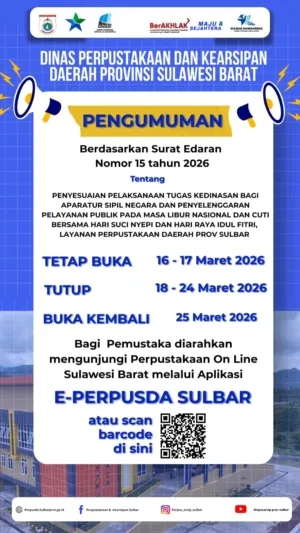 Jelang Libur Nasional Nyepi dan Idul Fitri, Perpusip Sulbar Tetap Buka Layanan Perpustakaan