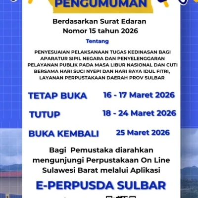 Jelang Libur Nasional Nyepi dan Idul Fitri, Perpusip Sulbar Tetap Buka Layanan Perpustakaan