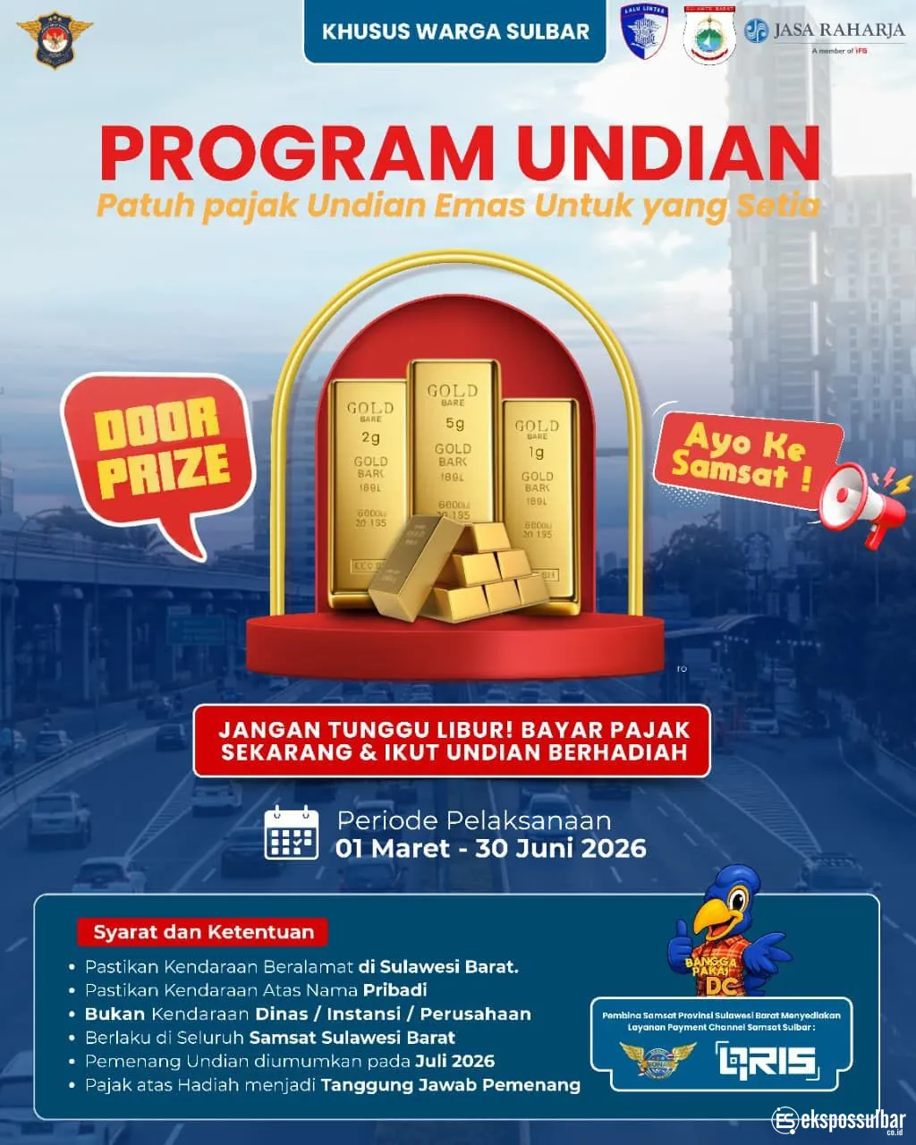 Bayar Pajak Bisa Dapat Emas! Program Undian PT Jasa Raharja dan Bapenda Sulbar Resmi Digelar