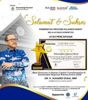 Sukses Transformasi Digital, Gubernur Suhardi Duka dan Diskominfoss Sulbar Sabet Penghargaan Nasional
