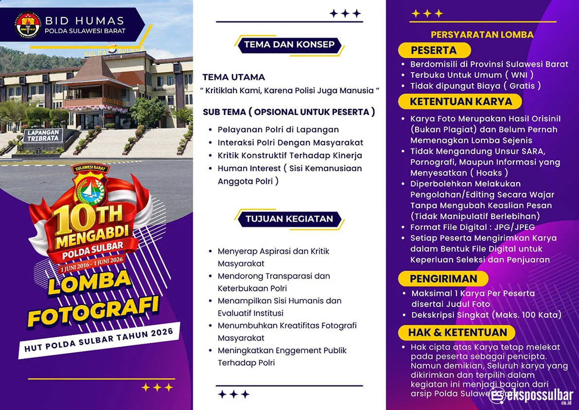 Ayo Tunjukkan Bakatmu! Lomba Fotografi Polda Sulbar Hadir dengan Tema Unik dan Total Hadiah Jutaan Rupiah