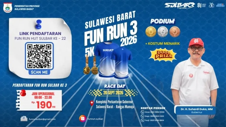 Meriahkan HUT Sulbar ke-22, Fun Run 3 Siapkan Hadiah dan Doorprize, Target 810 Pelari