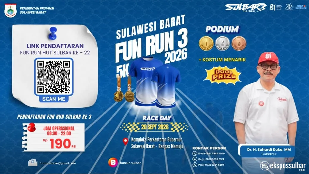 Meriahkan HUT Sulbar ke-22, Fun Run 3 Siapkan Hadiah dan Doorprize, Target 810 Pelari