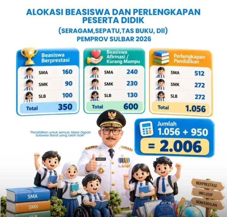 2.006 Siswa Jadi Sasaran Beasiswa dan Perlengkapan Pendidikan Pemprov Sulbar