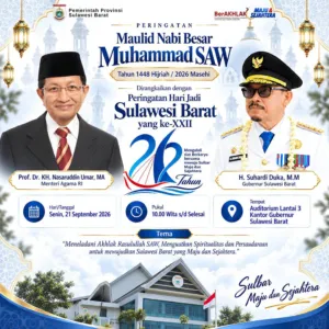 Gubernur Sulbar Sambut Kehadiran Menteri Agama RI pada Peringatan Maulid Nabi Muhammad SAW