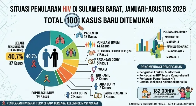 Januari-Agustus 2026 Ditemukan 100 Kasus HIV di Sulbar, 40,7 Persen Karena Hubungan Seks Sesama Pria