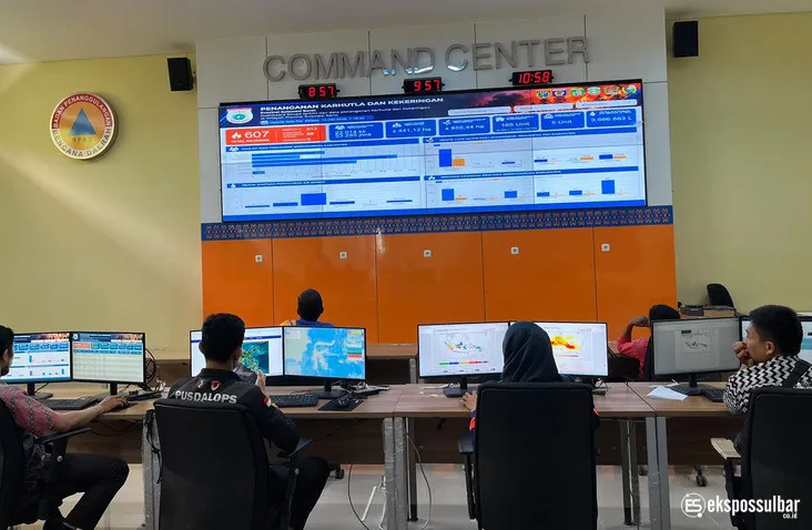 Tim 3 Siaga Darurat Karhutla dan Kekeringan BPBD Sulbar Pantau Sebaran Titik Panas dan Kabut Asap melalui Pusdalops